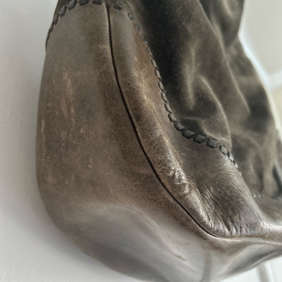 Vintage Frye Dark Olive Leather & Suede Shoulder Bag - Picture 6 of 17